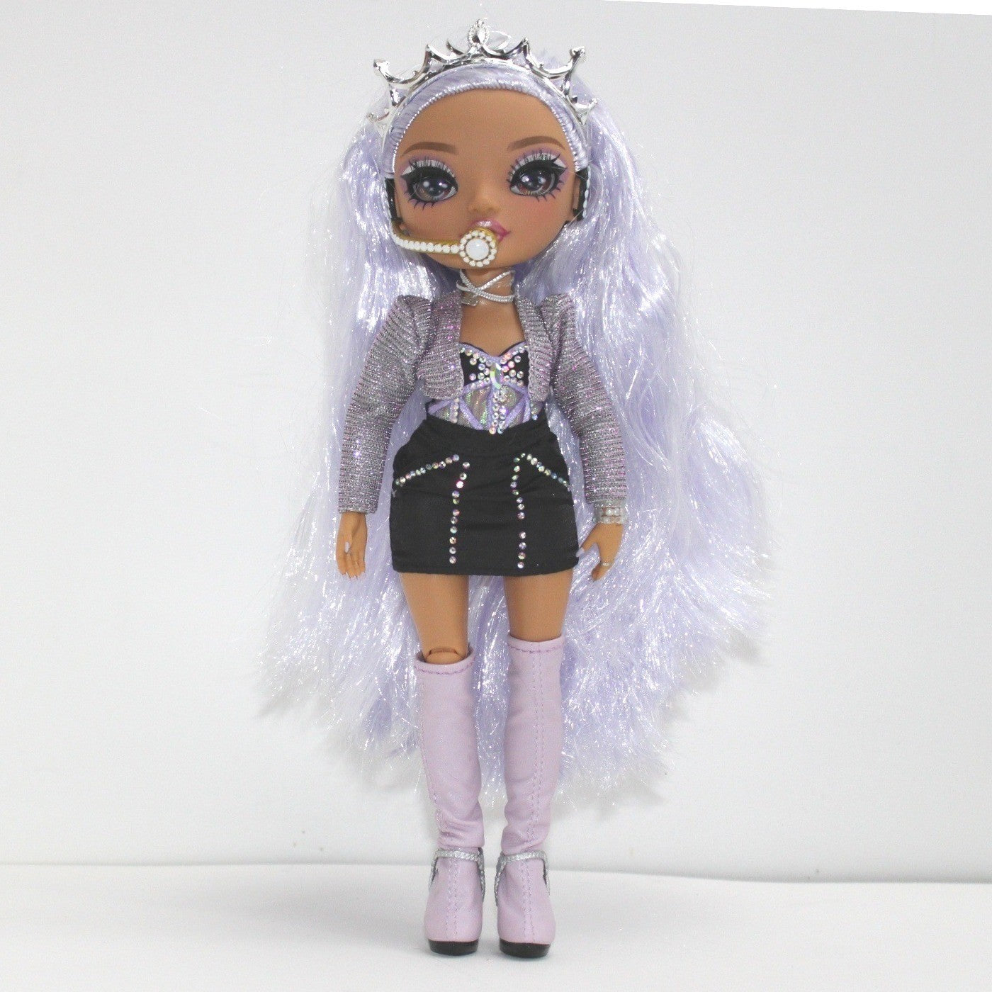 Rainbow High Violet Willow Doll with Crown and Microphone Fashion Toy for Girls by Unbranded