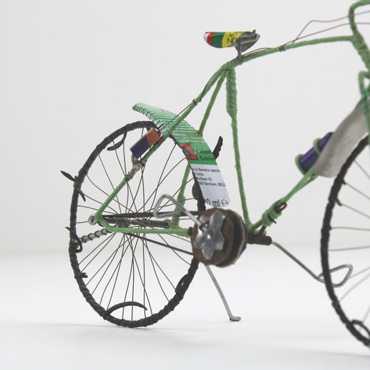 Handmade Recycled Wire Bicycle Sculpture Green Miniature Bike Folk Art Decor by Unbranded