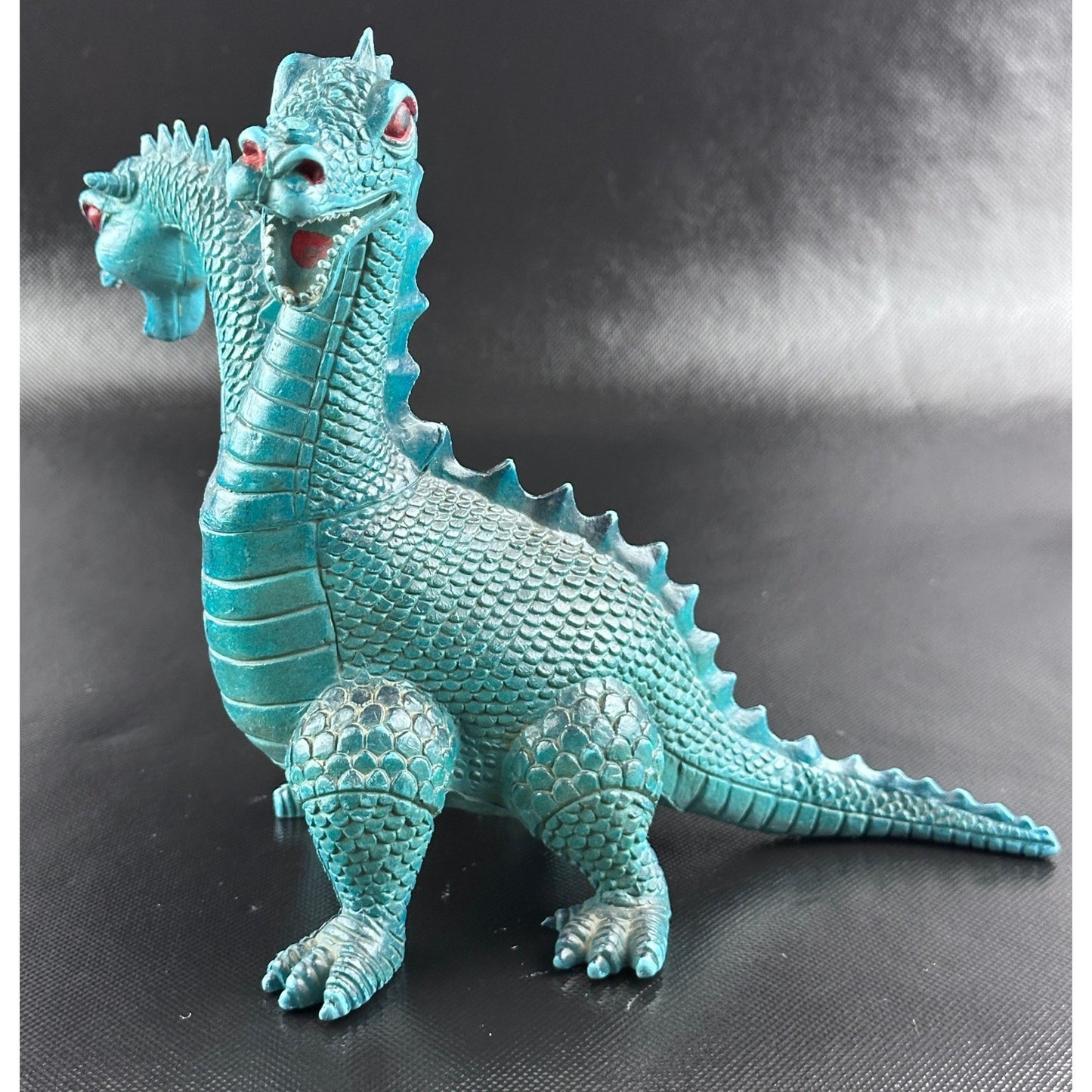 Imperial 1985 Two-Headed Dragon Figurine - Vintage Hong Kong Toy, Teal by Imperial