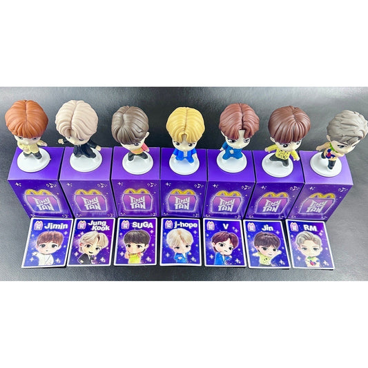 BTS TinyTAN McDonalds Happy Meal Figure Full Set of 7 with Boxes and Cards 2024 by McDonald's