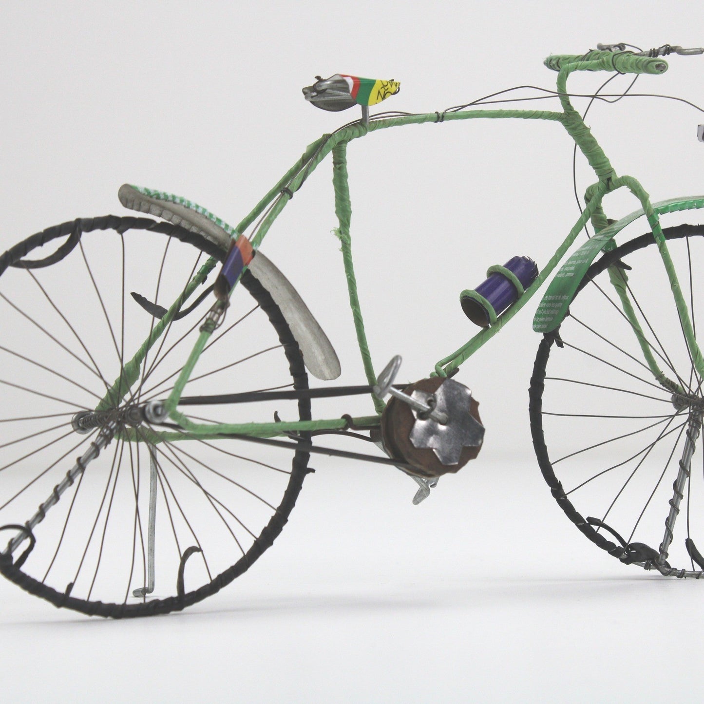 Handmade Recycled Wire Bicycle Sculpture Green Miniature Bike Folk Art Decor by Unbranded