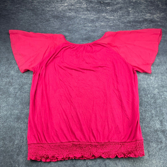 French Laundry Woman Pink Embellished Smocked Hem Top Plus Size 22/24 RN63619 by French Laundry