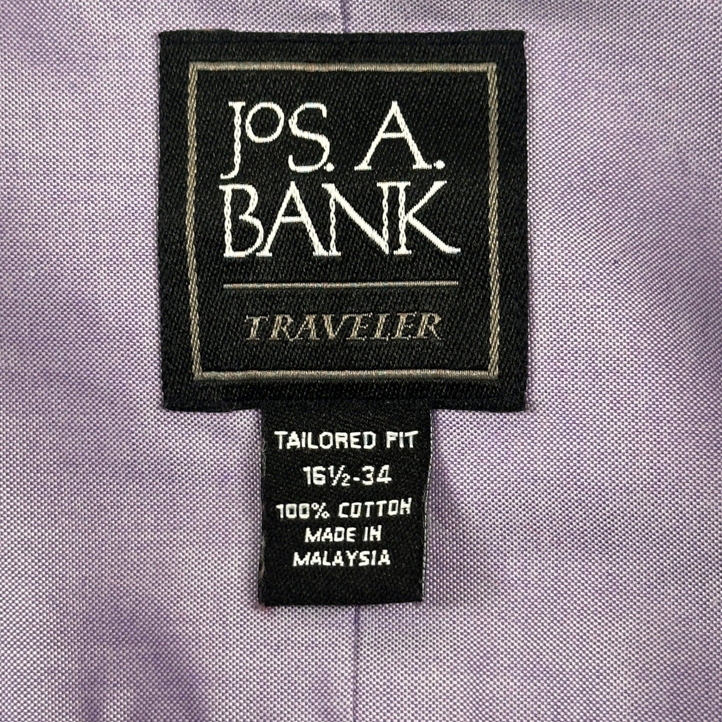 Jos A Bank Travelers Mens Tailored Fit Dress Shirt Lavender 23x33 by Jos. A. Bank