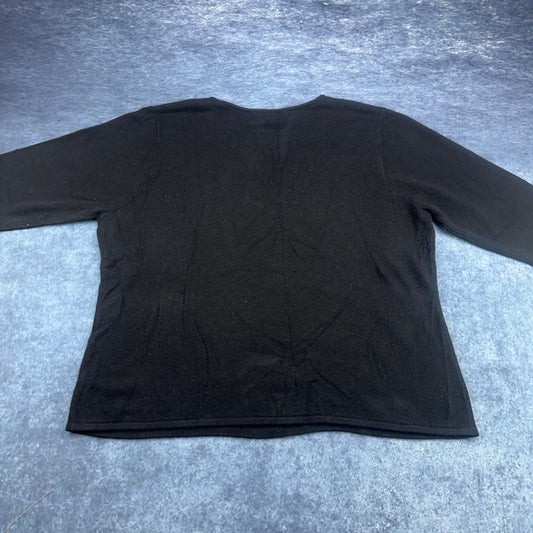 Norton McNaughton Woman Black Beaded Bow V-Neck Knit Sweater Plus Size 2X by Norton McNaughton