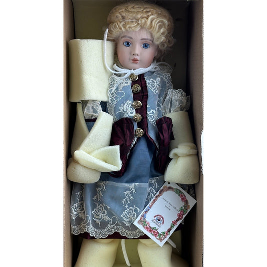 Kais Inc American Artists Collection Hailey Porcelain Doll Blue Lace by Kais Inc