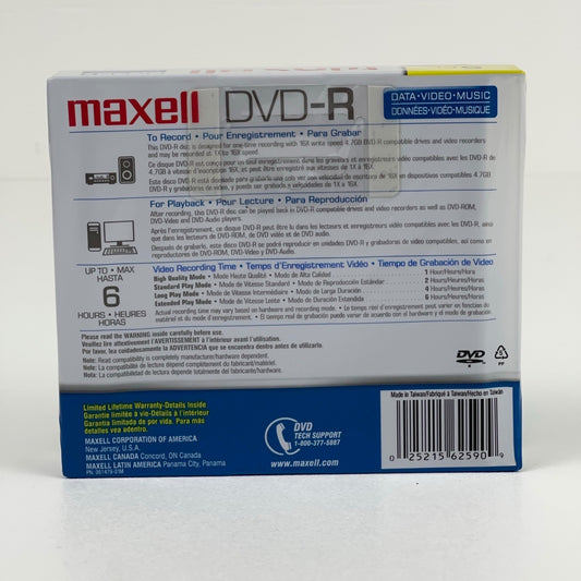 Maxell DVD-R 5-Pack 4.7GB 120 Min 16X Blank Media Discs Slim Cases 62590 by Maxell