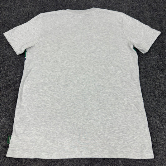 Superdry Mens Graphic T-Shirt Grey Green Stripe Logo Crew Neck Small by Superdry