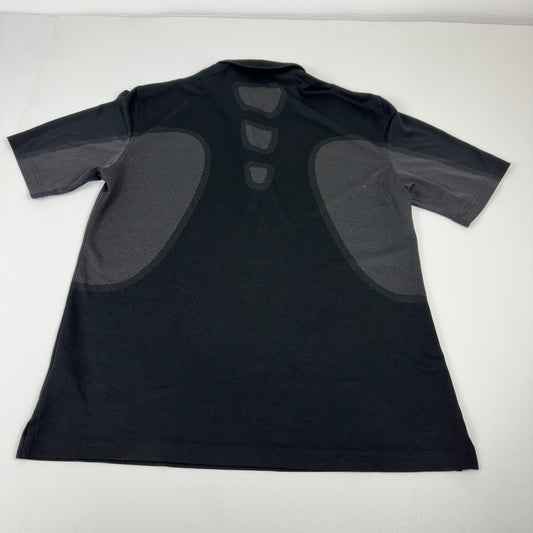 Greg Norman Mens Performance Golf Polo Shirt Black Grey Geometric Size M by Greg Norman