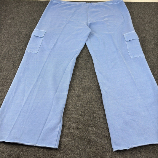 Old Navy Womens XXL Periwinkle Blue Cargo Sweatpants Wide Leg Raw Hem Drawstring by Old Navy