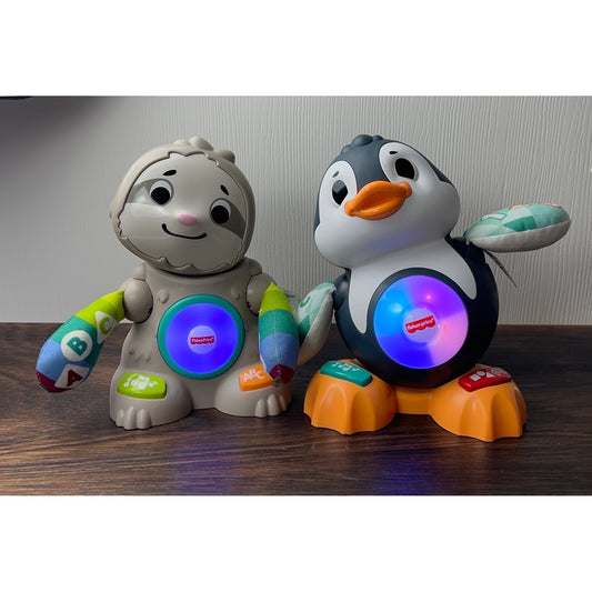 Fisher-Price Linkimals Penguin and Sloth Musical Learning Toys Set Tested and Works by Fisher-Price
