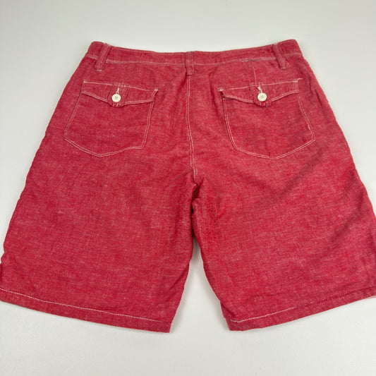 Howe Mens Reversible Shorts Red Solid Striped Casual Summer Size 35 by Howe
