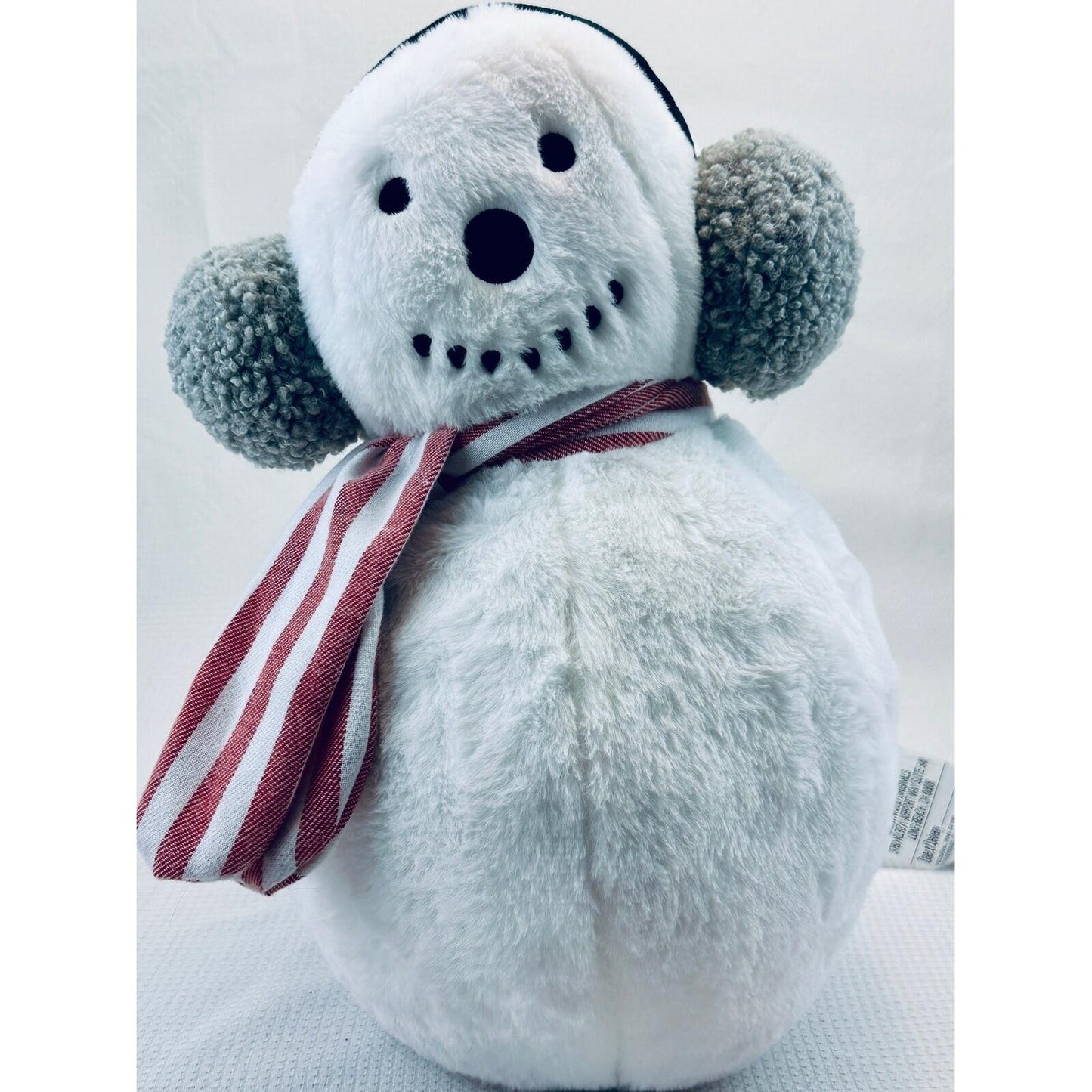 Brentwood Originals Snowman Plush Pillow Faux Fur Holiday Decor White 16"