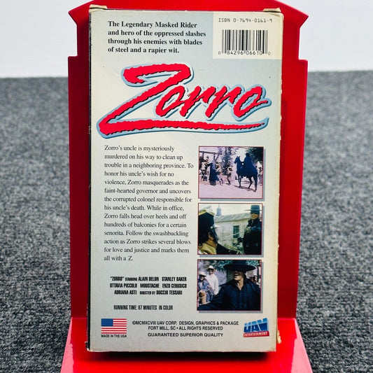 Zorro VHS 1975 Alain Delon Stanley Baker UAV Entertainment 084296066100 Movie