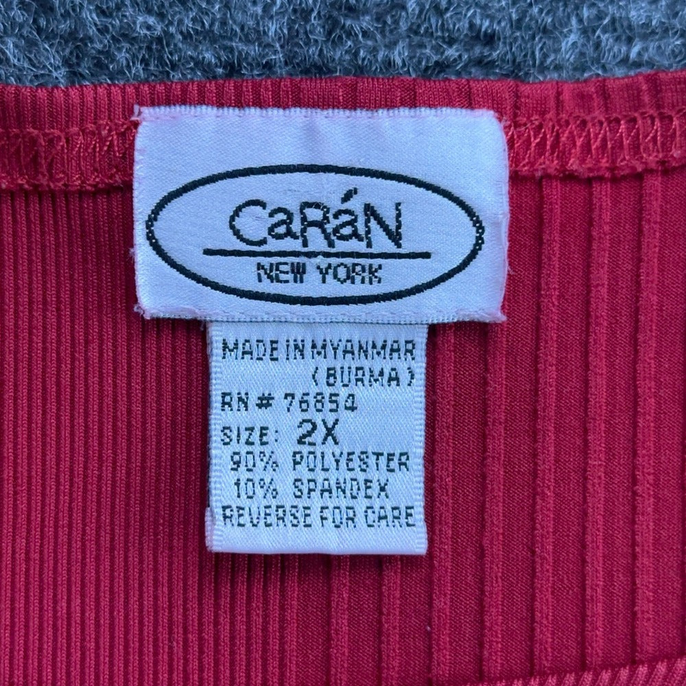 Caran New York Womens 2X Red Chevron Ribbed Sleeveless Tank Top Shell — photo 5 of 5