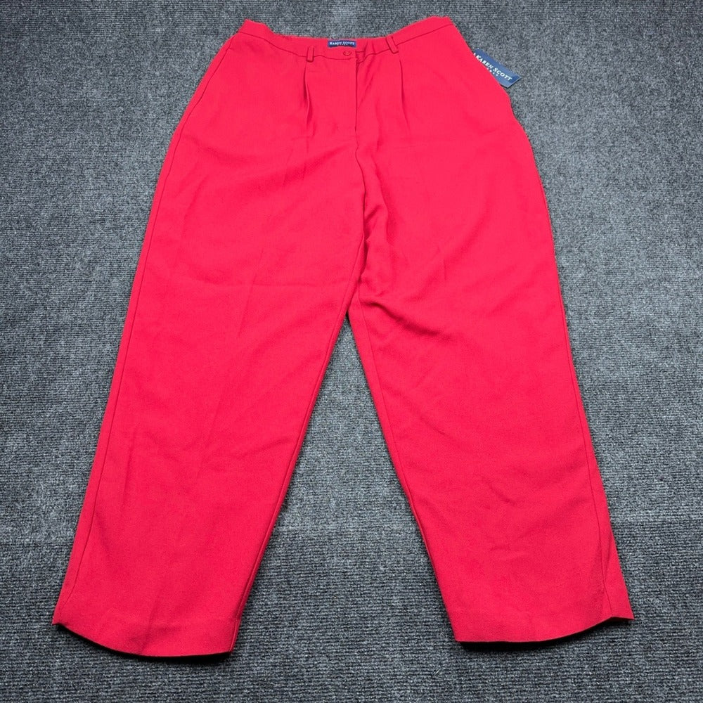Karen Scott Woman Red Pleated Straight Leg Dress Pants 18W High Rise Workwear — photo 2 of 14