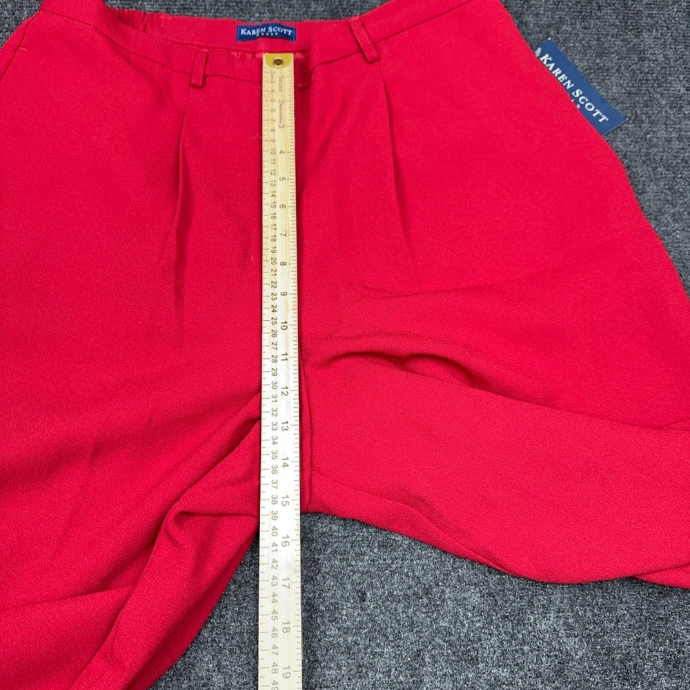 Karen Scott Woman Red Pleated Straight Leg Dress Pants 18W High Rise Workwear — photo 8 of 14