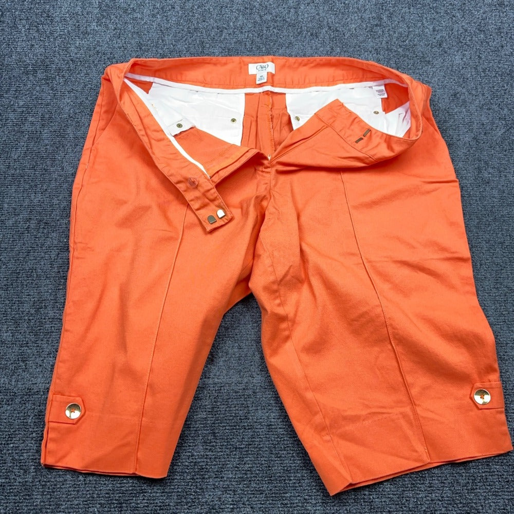 Cato Woman Orange Bermuda Shorts Plus Size 18W Cotton Stretch Gold Button Detail — photo 9 of 13