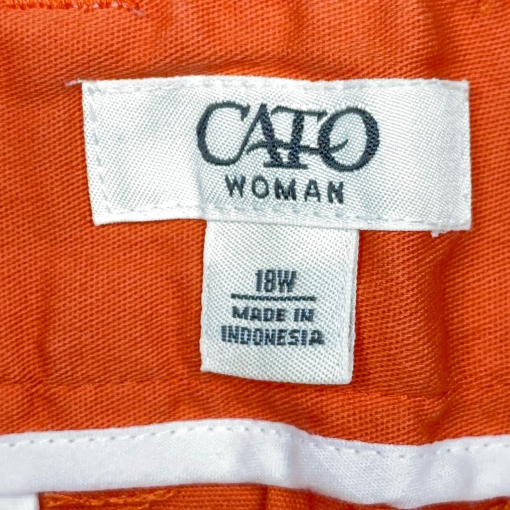 Cato Woman Orange Bermuda Shorts Plus Size 18W Cotton Stretch Gold Button Detail — photo 4 of 13
