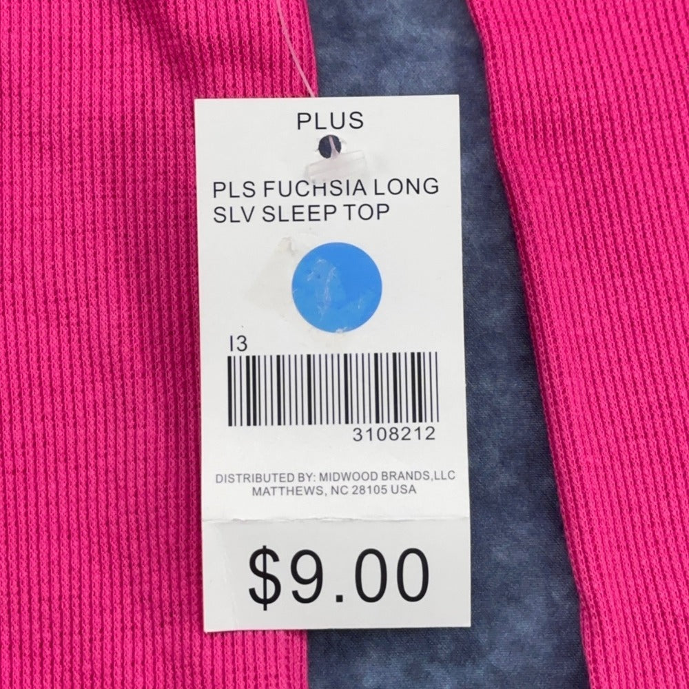Mix & Co Plus Womens 3X Fuchsia Pink Ribbed Henley Long Sleeve Sleep Top NWT — photo 8 of 8