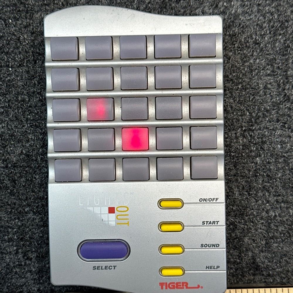 Vintage 1995 Tiger Electronics Lights Out Handheld Electronic Puzzle Game Silver