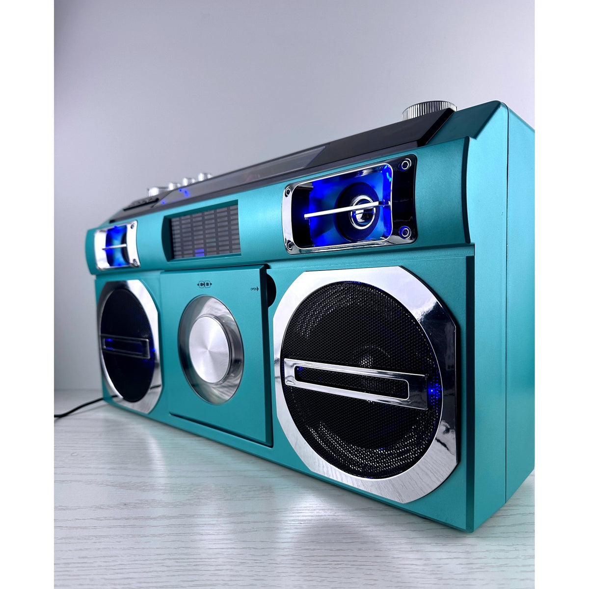 Studebaker SB2149 Teal Portable Boombox CD Player Bluetooth AM FM Radio USB