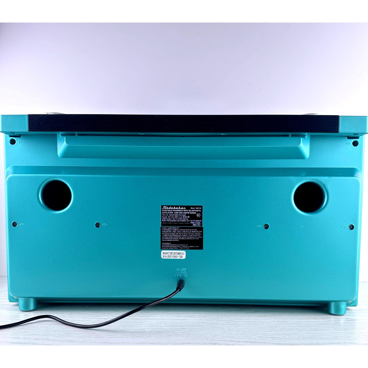 Studebaker SB2149 Teal Portable Boombox CD Player Bluetooth AM FM Radio USB