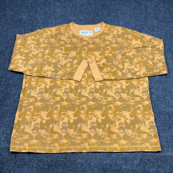 Timberland Mens XXL Relaxed Fit Long Sleeve All Over Logo T-Shirt Wheat Tan — photo 1 of 8