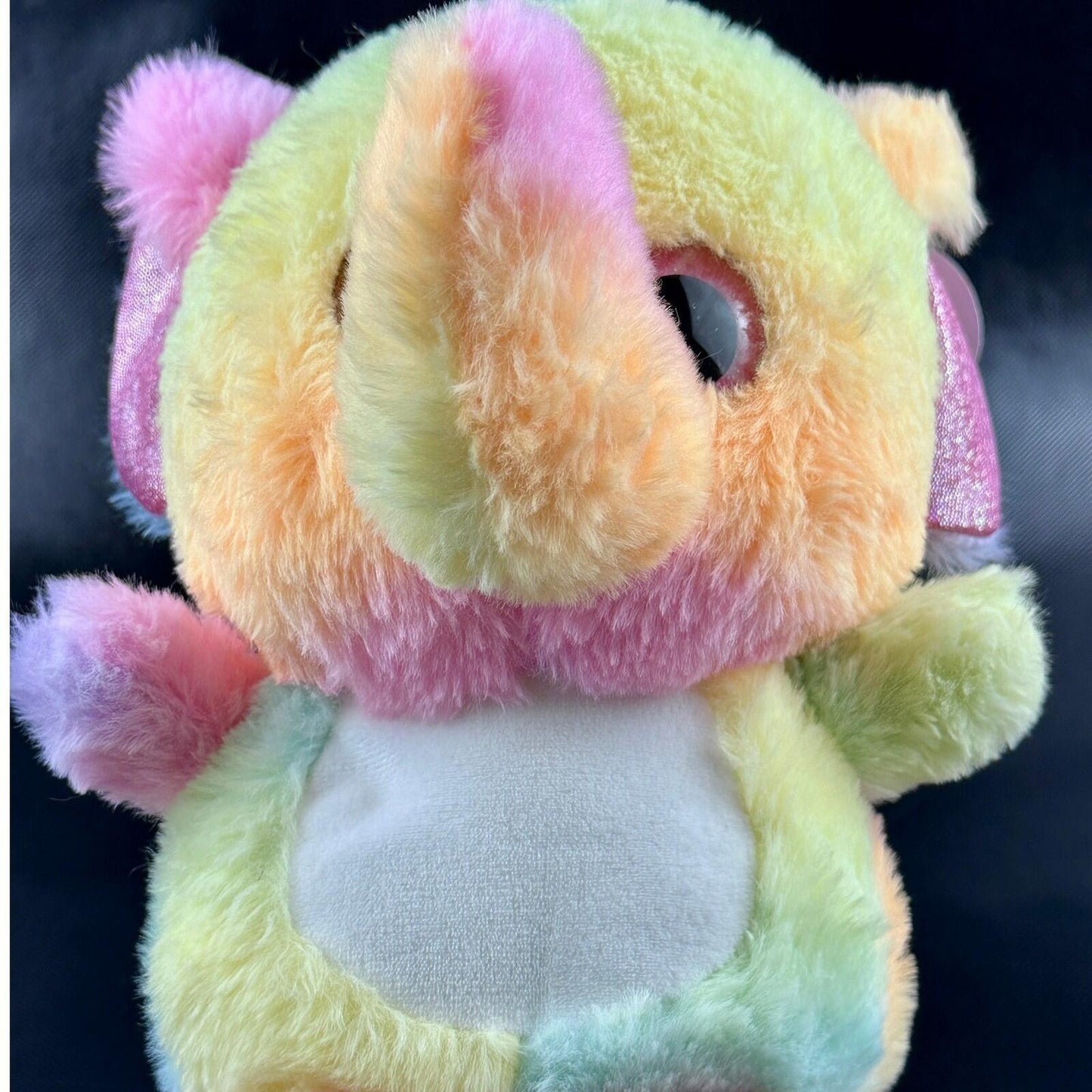 Nanco Rainbow Tie Dye Elephant Plush Stuffed Animal Toy Sparkle Ears Pink