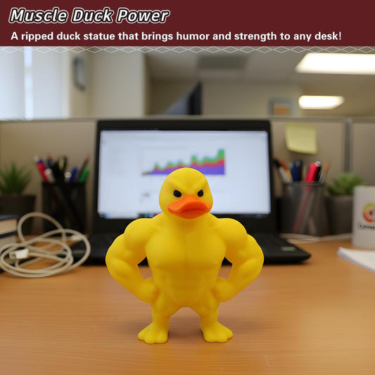 3D Printed Muscle Duck Figurine, Funny Desk Decor Collectible Statue, Muscular Duck Desktop Figurine, Gifts for Gym People, Gym Decor for Men, Bodybuilder Duck Collectible Desktop Sculpture (Medium)