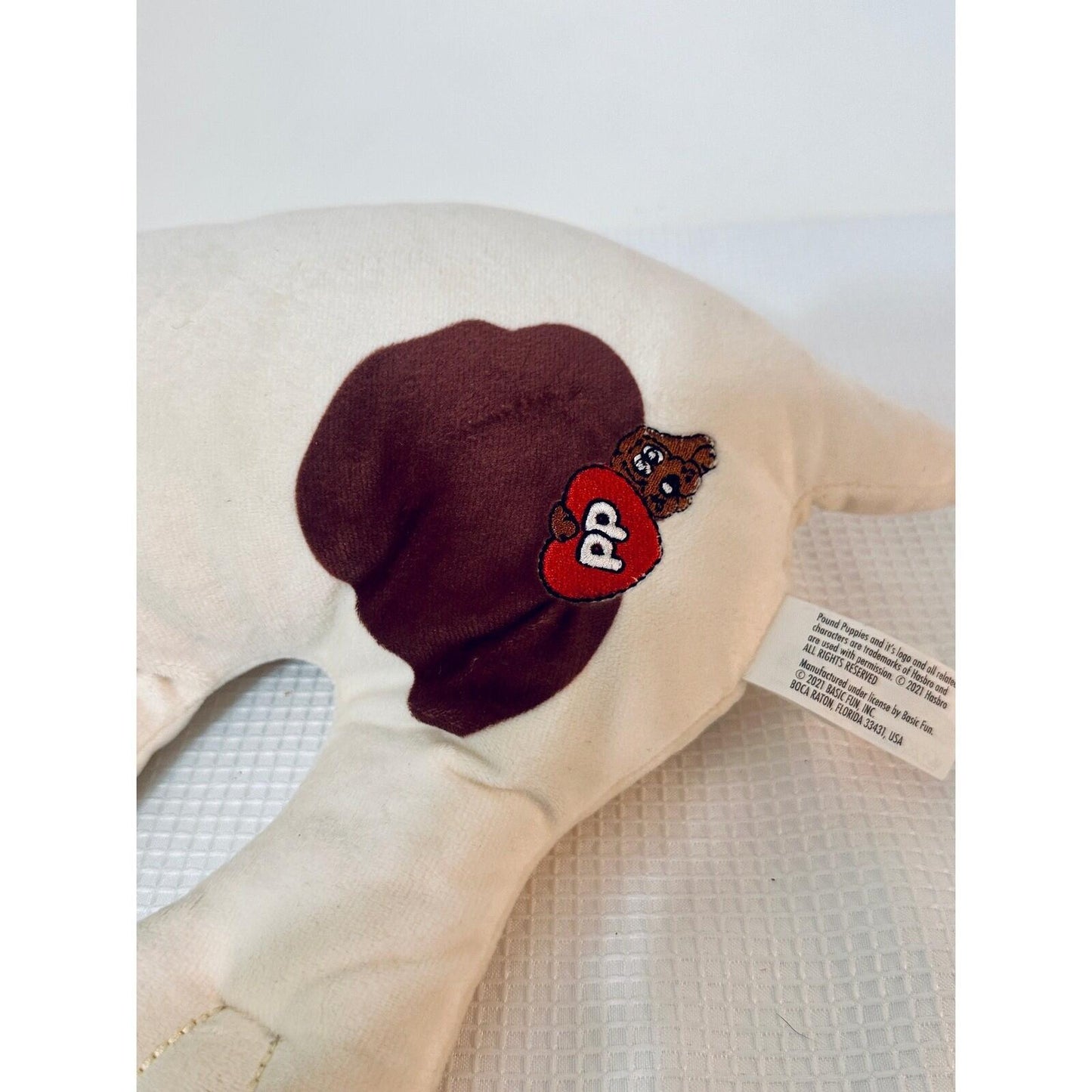 Basic Fun Plush Pound Puppies Dog Brown White Red Collar Soft Toy 2019