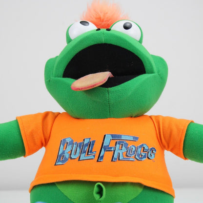 VTG Ohio Art Co Bull Frogg Plush Green Orange Shirt Flip Flops 90s Toy TESTED