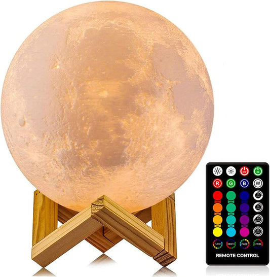 Moon Lamp 16 Colors LED Night Light with Remote & Touch Control, 4.8" 3D Moon Light with Stand, Dimmable Timer, Kids Bedroom Decor, Birthday & Christmas Gift