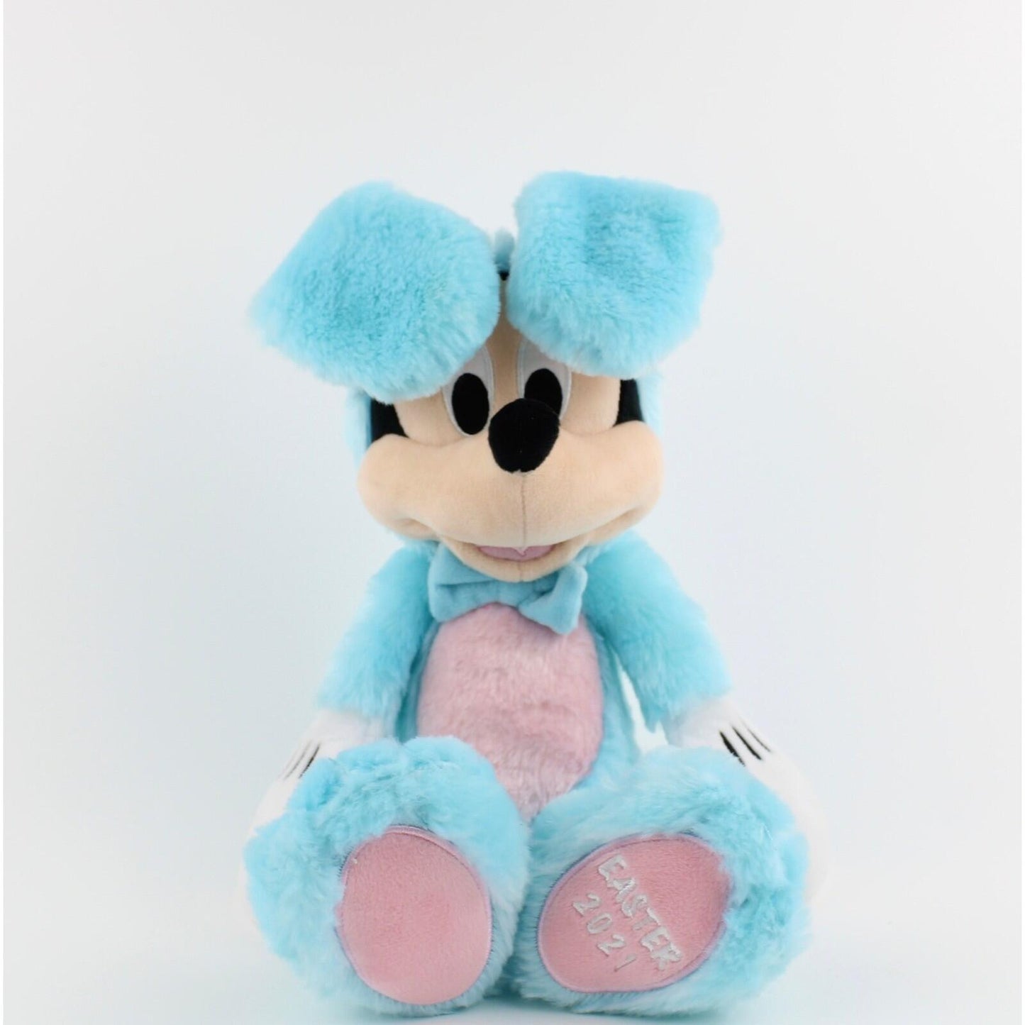 Disney Mickey Mouse Easter Bunny Plush 2021 - Blue Pink Bow, Stuffed Animal
