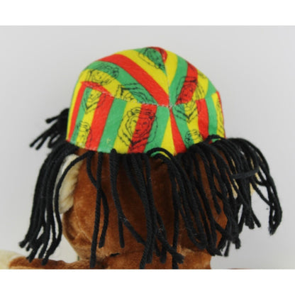 Rasta Monkey Plush Stuffed Animal Reggae Dreadlocks Lion Hat Brown 12 Inch