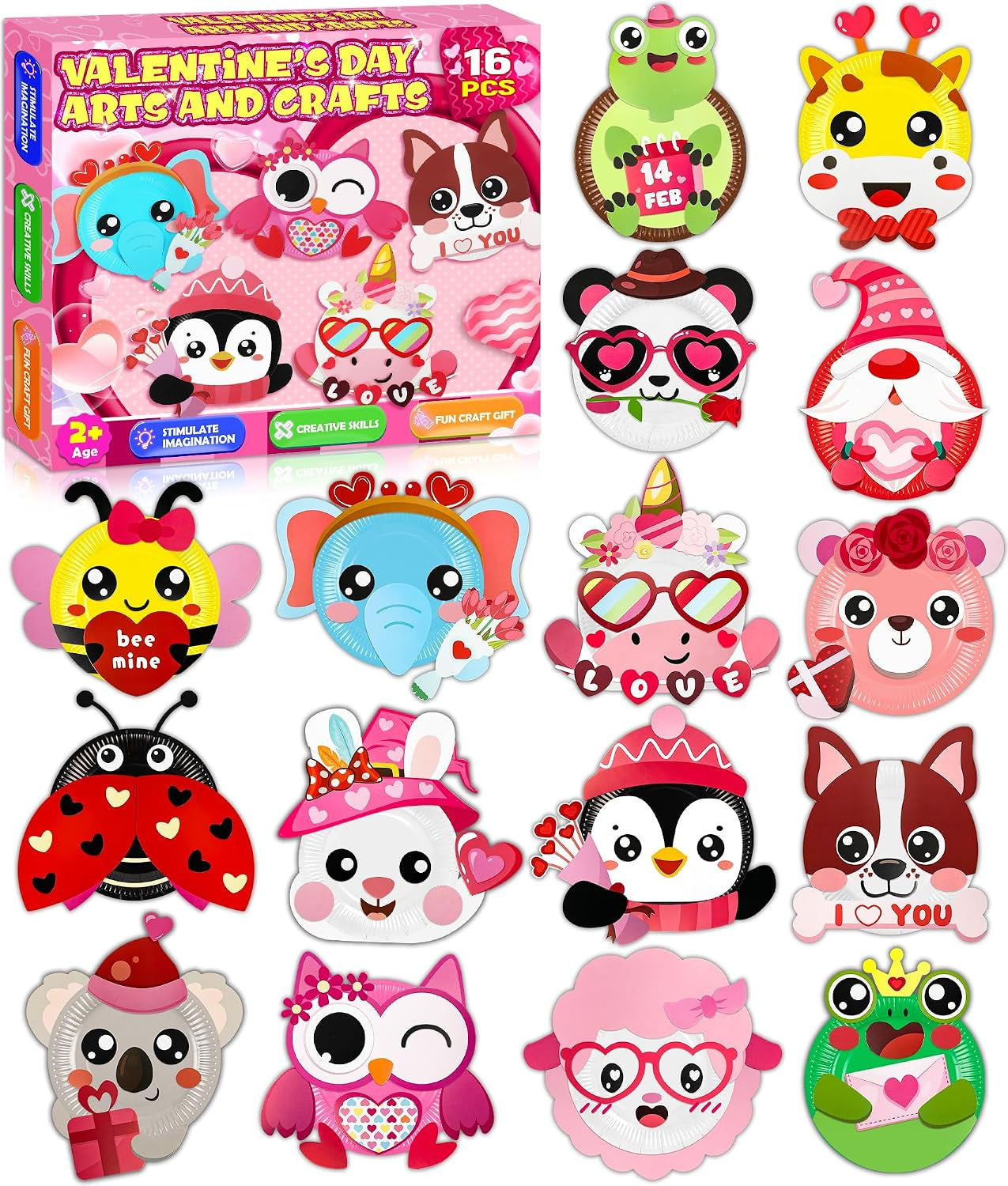 16 Pack Arts and Crafts for Kids Toddler DIY Animal Paper Plate Art Gifts