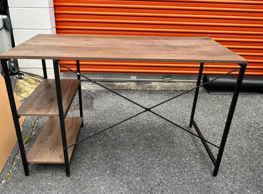 Spacious Wood Desk with Built-In Shelves by Buysaavy