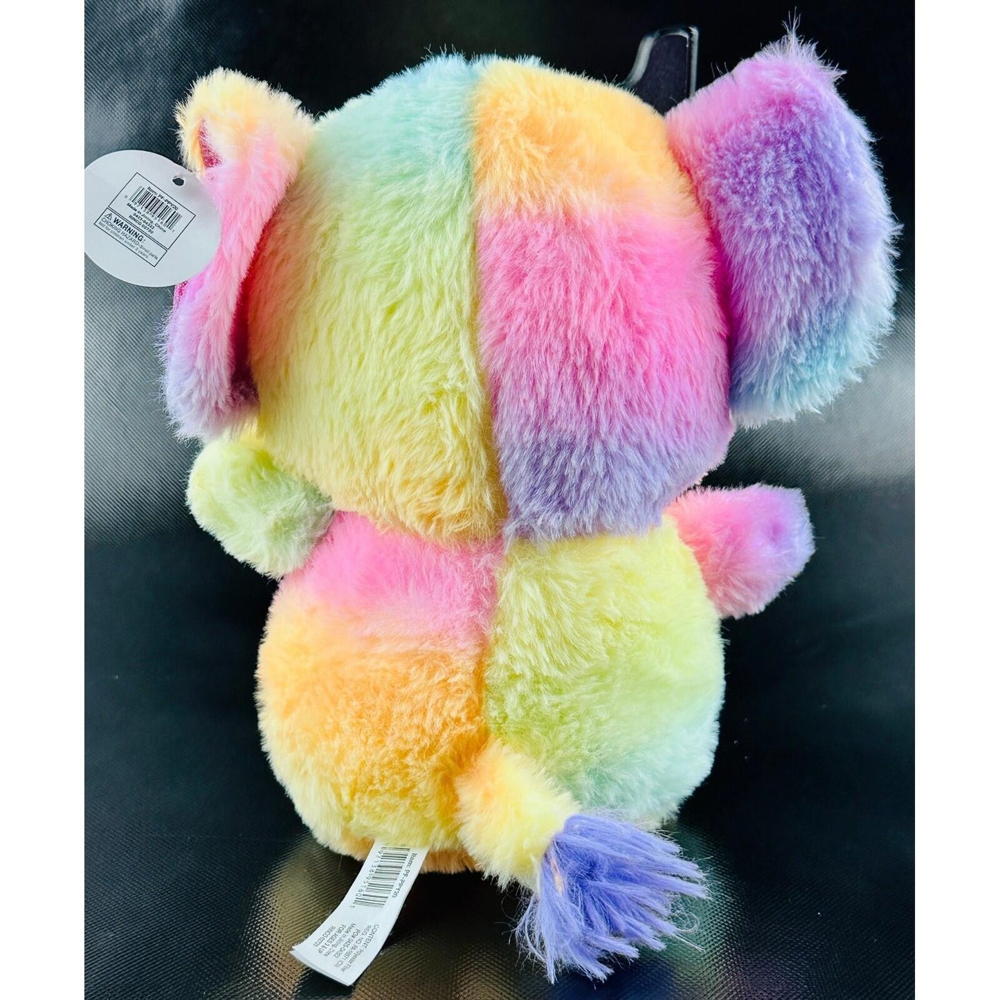 Nanco Rainbow Tie Dye Elephant Plush Stuffed Animal Toy Sparkle Ears Pink