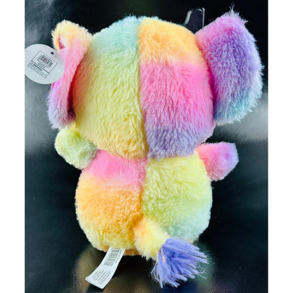 Nanco Rainbow Tie Dye Elephant Plush Stuffed Animal Toy Sparkle Ears Pink