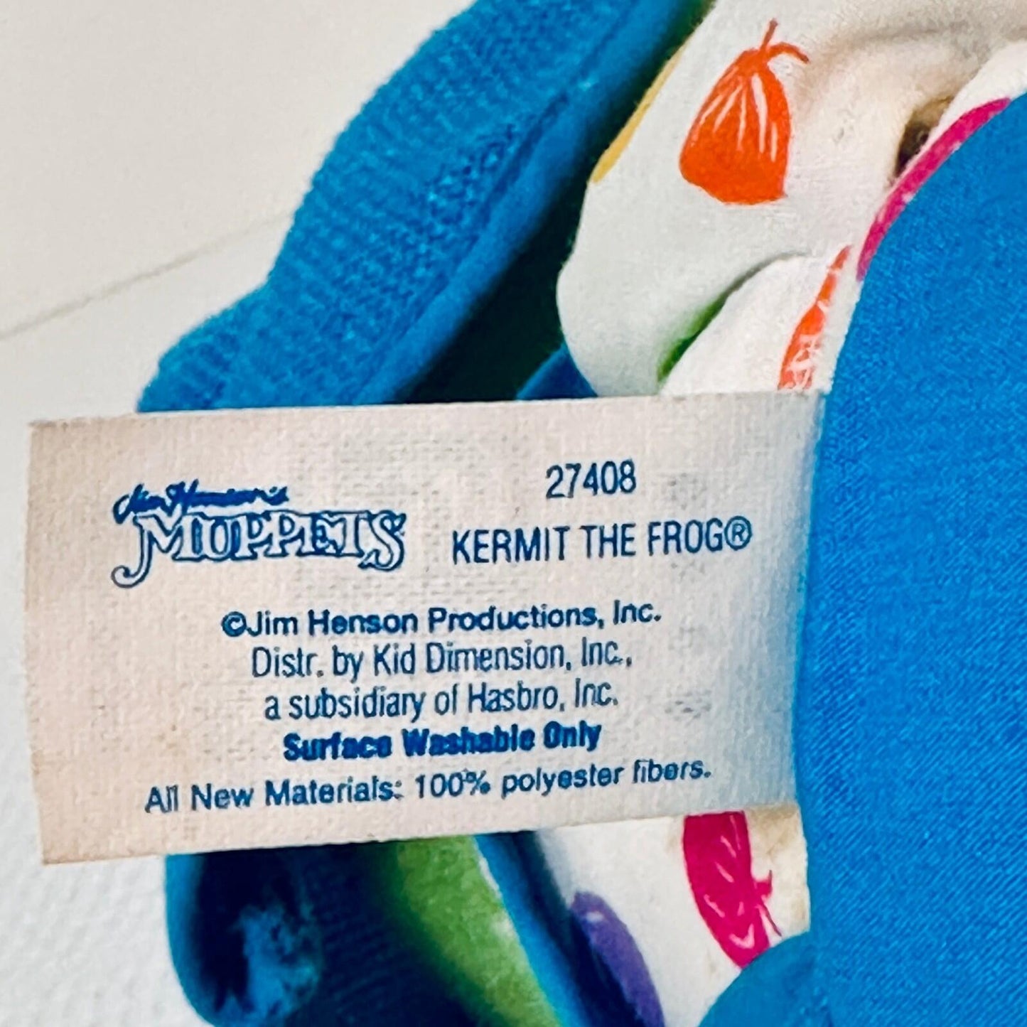 1993 Kid Dimension Kermit the Frog Plush Toy Blue Overalls Hat