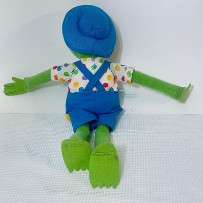 1993 Kid Dimension Kermit the Frog Plush Toy Blue Overalls Hat