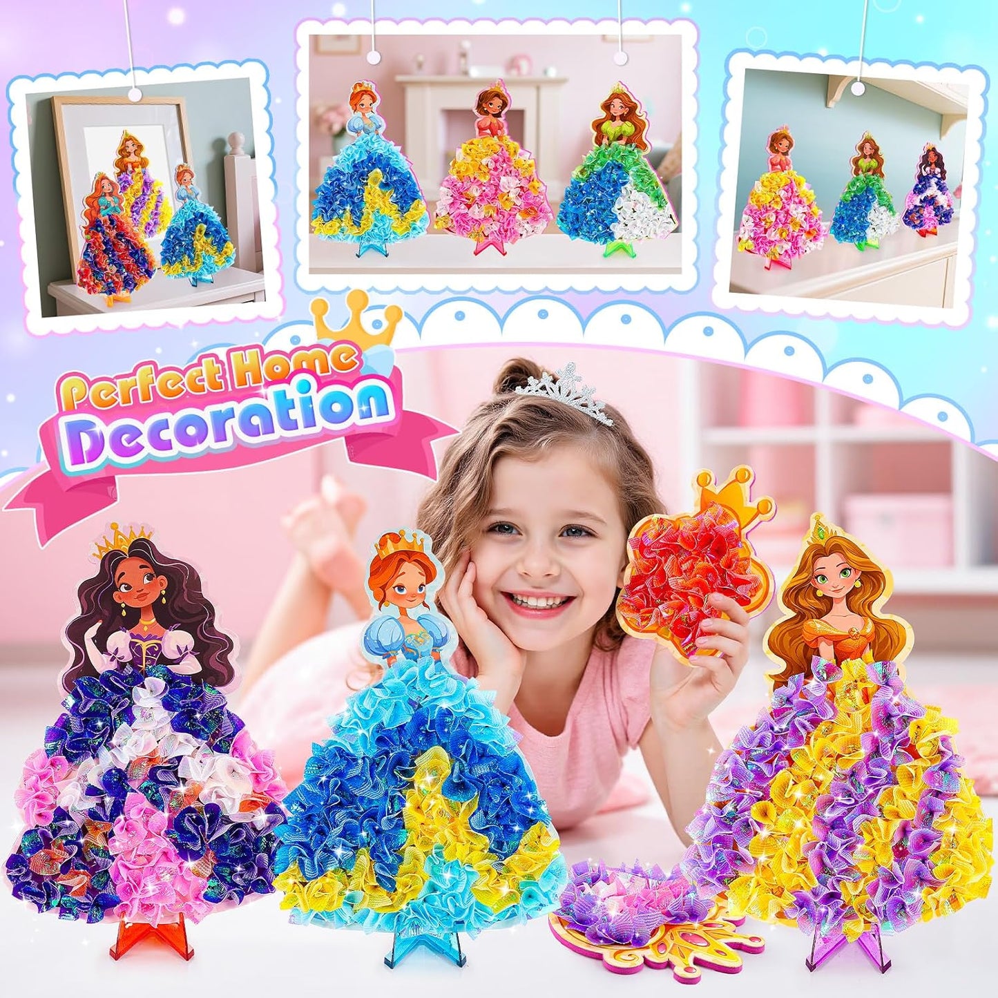 MDINGTD Poke Art Princess Craft Kits - DIY Magical Princesses, Mess-Free Creative Activity Arts and Crafts for Kids Ages 3-12, Birthday Christmas Gifts & Party Favors for Girls & Boys