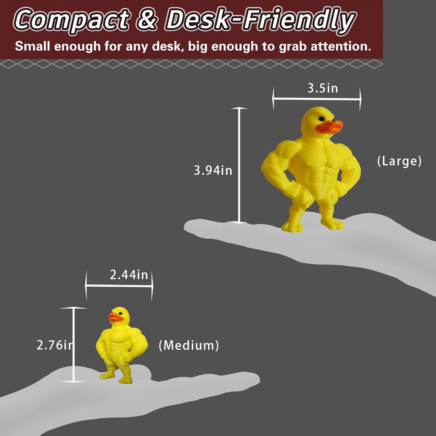 3D Printed Muscle Duck Figurine, Funny Desk Decor Collectible Statue, Muscular Duck Desktop Figurine, Gifts for Gym People, Gym Decor for Men, Bodybuilder Duck Collectible Desktop Sculpture (Medium)