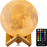 Moon Lamp 16 Colors LED Night Light with Remote & Touch Control, 4.8" 3D Moon Light with Stand, Dimmable Timer, Kids Bedroom Decor, Birthday & Christmas Gift
