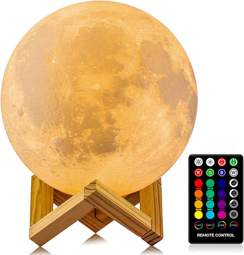 Moon Lamp 16 Colors LED Night Light with Remote & Touch Control, 4.8" 3D Moon Light with Stand, Dimmable Timer, Kids Bedroom Decor, Birthday & Christmas Gift