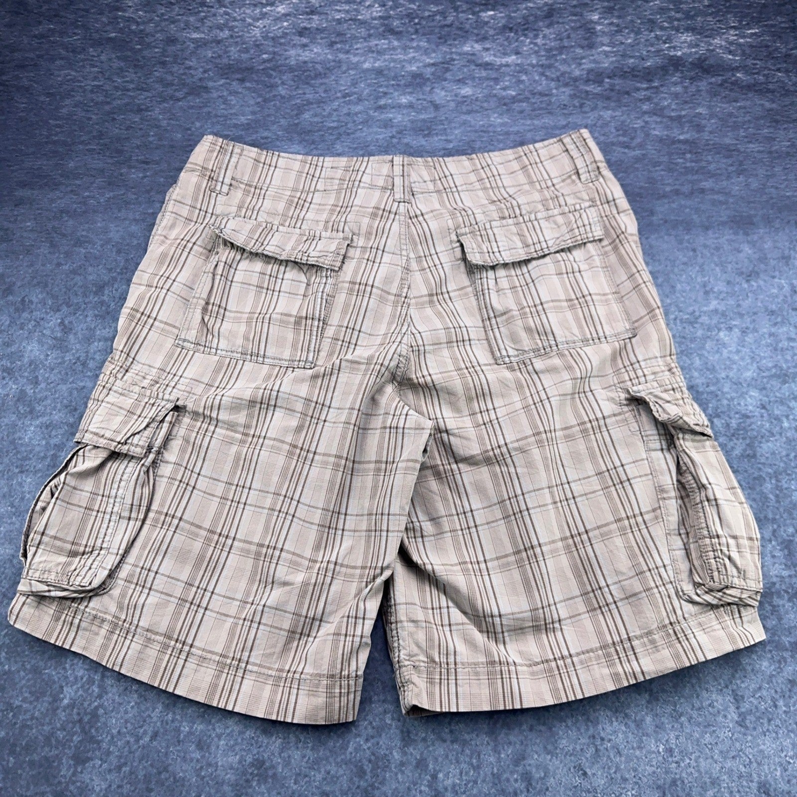 Mossimo Supply Co Mens Plaid Cargo Shorts Brown Tan Size 36 Relaxed Fit Utility by Mossimo Supply Co.