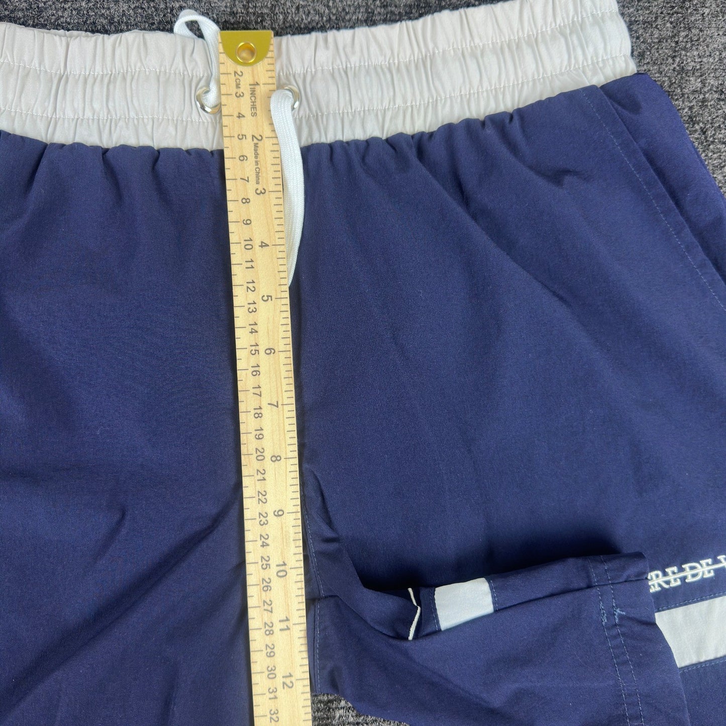 Maniere De Voir Mens Swim Trunks Navy Blue White Stripe Mesh Lined Size L by Maniere De Voir