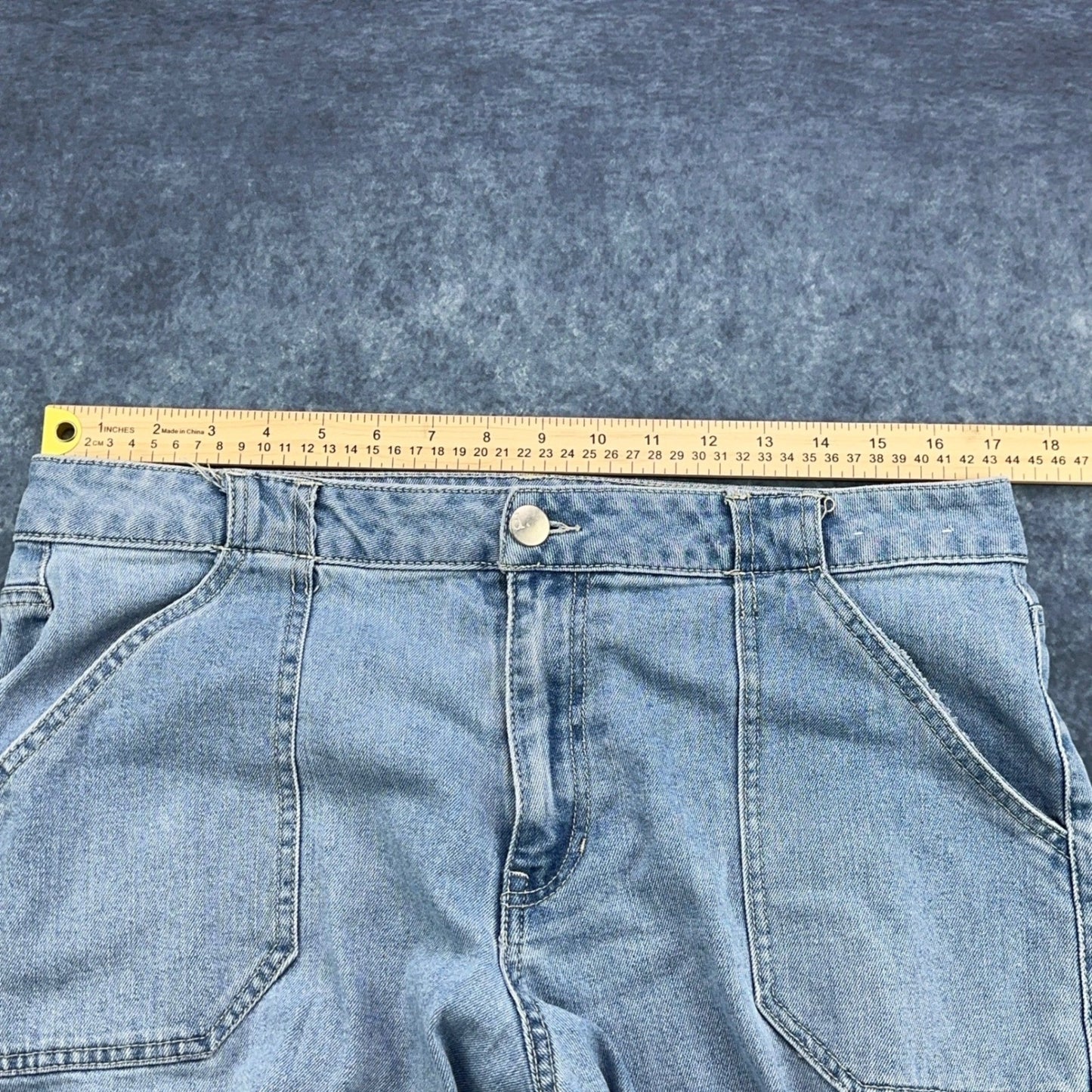 d.jeans Womens Light Wash Cargo Wide Leg Denim Pants Size 14 Stretch Blue by d.jeans