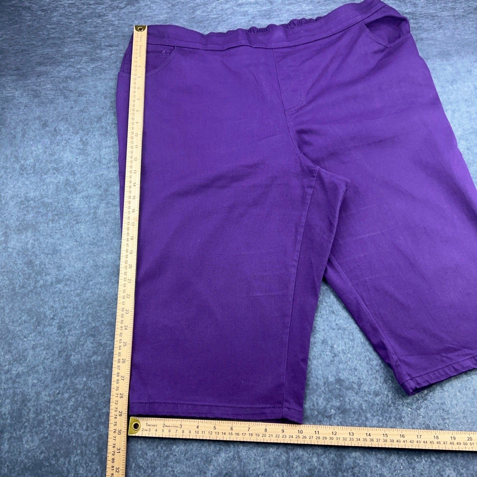 Catherines Timeless Fit Purple Capri Pants Plus Size 2X 22/24W Stretch Cotton by Catherines