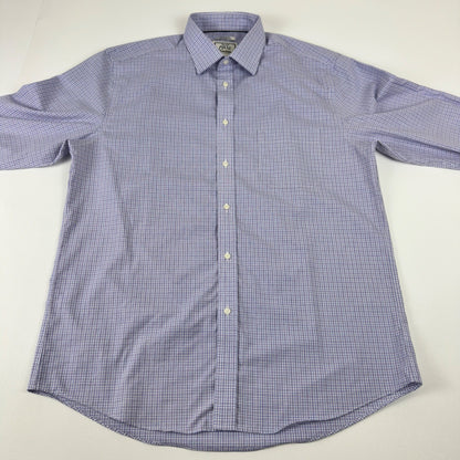 Jos. A. Bank 1905 Mens Tailored Fit Non-Iron Cotton Shirt Purple Check 16.5-34 by Jos. A. Bank