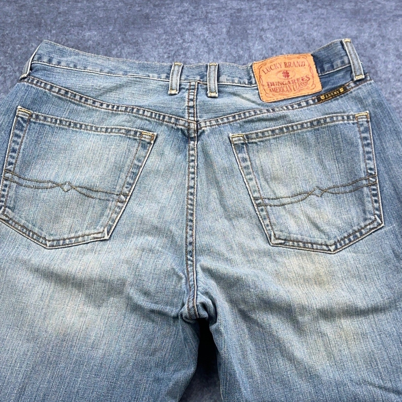 Lucky Brand Dungarees Mens 34 Lowrise Bootleg Jeans Light Wash Made in USA by Lucky Brand